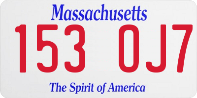MA license plate 153OJ7