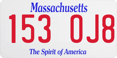 MA license plate 153OJ8