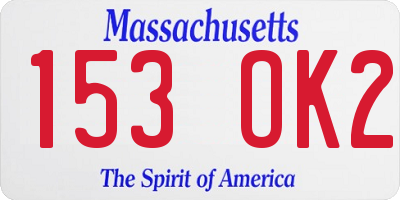MA license plate 153OK2