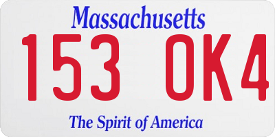 MA license plate 153OK4