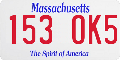 MA license plate 153OK5