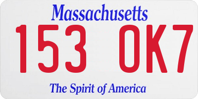 MA license plate 153OK7