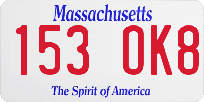 MA license plate 153OK8