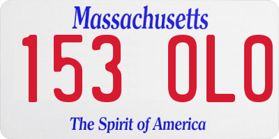 MA license plate 153OL0