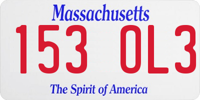 MA license plate 153OL3