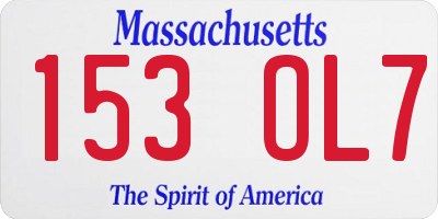 MA license plate 153OL7