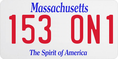 MA license plate 153ON1