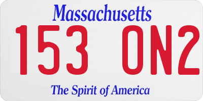 MA license plate 153ON2