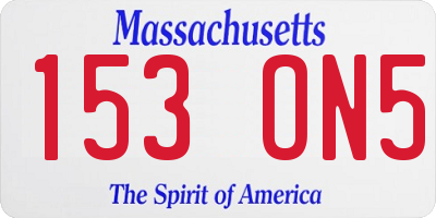 MA license plate 153ON5