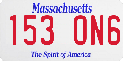 MA license plate 153ON6