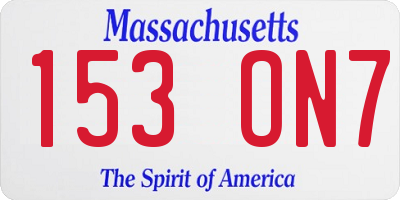 MA license plate 153ON7