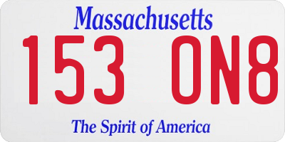 MA license plate 153ON8