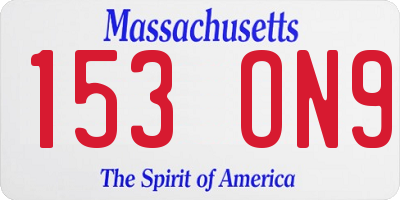 MA license plate 153ON9
