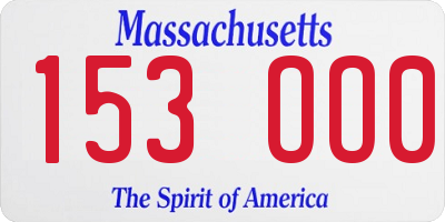 MA license plate 153OO0