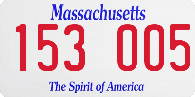 MA license plate 153OO5