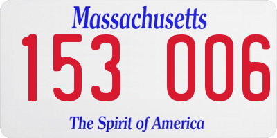 MA license plate 153OO6