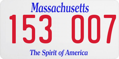 MA license plate 153OO7