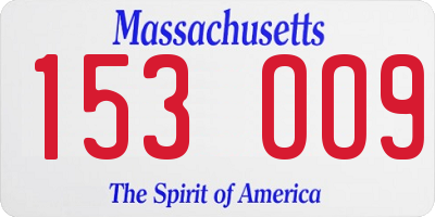 MA license plate 153OO9