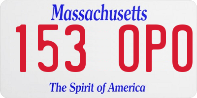 MA license plate 153OP0