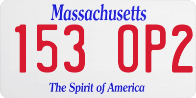 MA license plate 153OP2