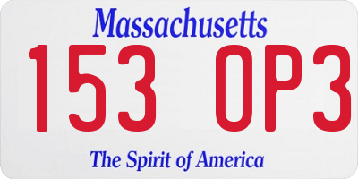 MA license plate 153OP3