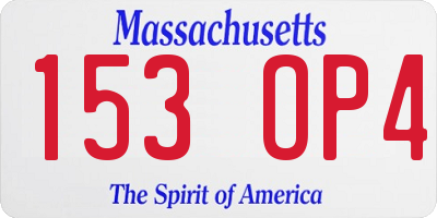 MA license plate 153OP4