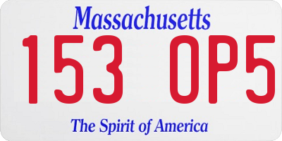 MA license plate 153OP5