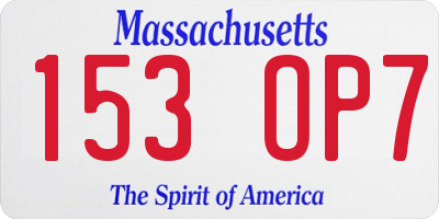 MA license plate 153OP7