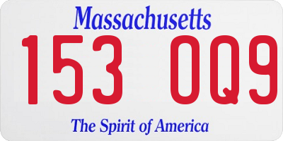 MA license plate 153OQ9