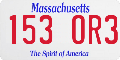 MA license plate 153OR3