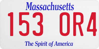 MA license plate 153OR4