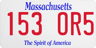 MA license plate 153OR5