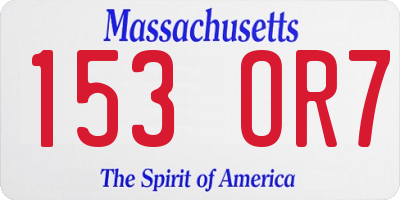 MA license plate 153OR7