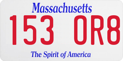 MA license plate 153OR8