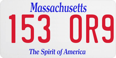MA license plate 153OR9