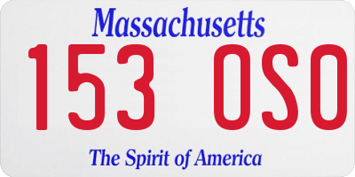 MA license plate 153OS0