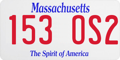 MA license plate 153OS2