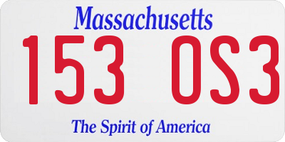 MA license plate 153OS3