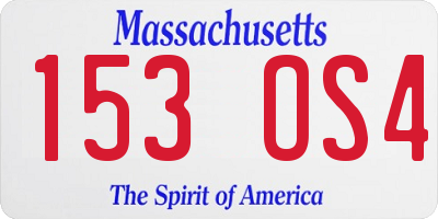 MA license plate 153OS4