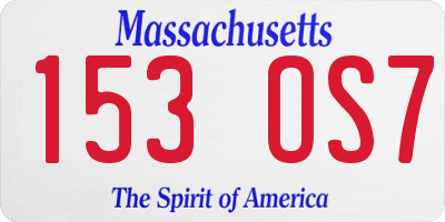 MA license plate 153OS7