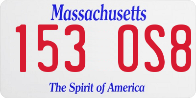 MA license plate 153OS8