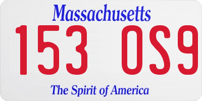MA license plate 153OS9