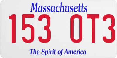 MA license plate 153OT3