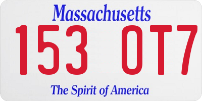 MA license plate 153OT7