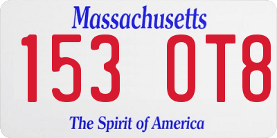 MA license plate 153OT8