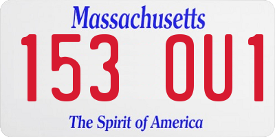 MA license plate 153OU1