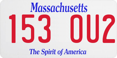 MA license plate 153OU2