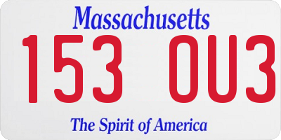 MA license plate 153OU3