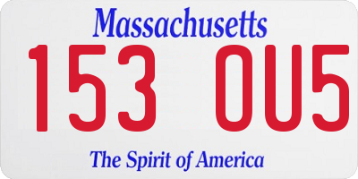 MA license plate 153OU5