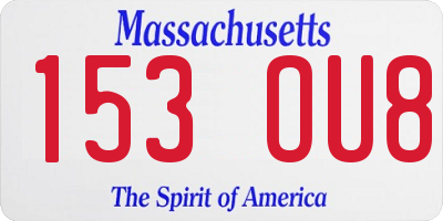 MA license plate 153OU8